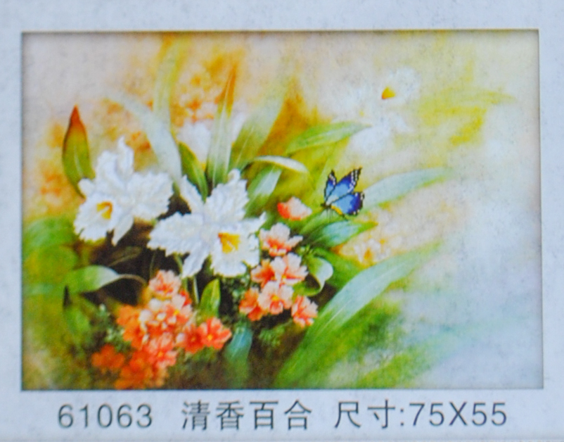 61063 Бабочка на цветах 75*55
