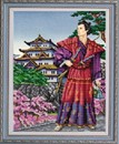 9936 Самурай рисунок на ткани