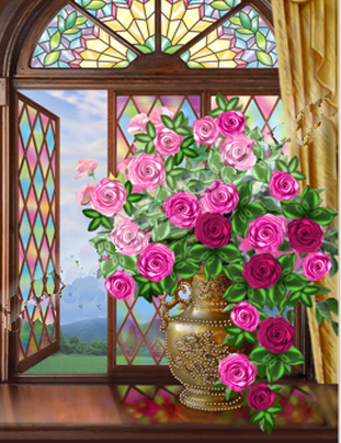 Схема-роза на витражном окне БЛ 602																					 32,5*43