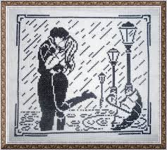 Графика Поцелуй под дождем (набор для вышивания крестом) Искусница прочие