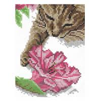Котенок с цветком (набор для вышивания крестом) Искусница Средние
