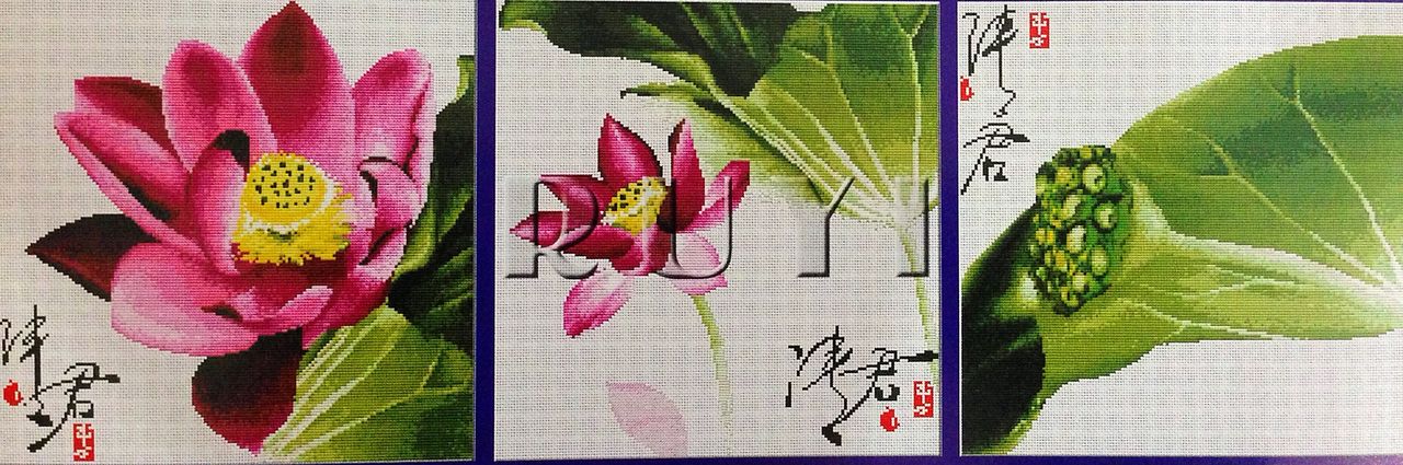 2468 вышивка Китай Цветы триптих 127*48