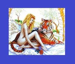 Девушка с тигром (набор для вышивания крестом) Искусница прочие